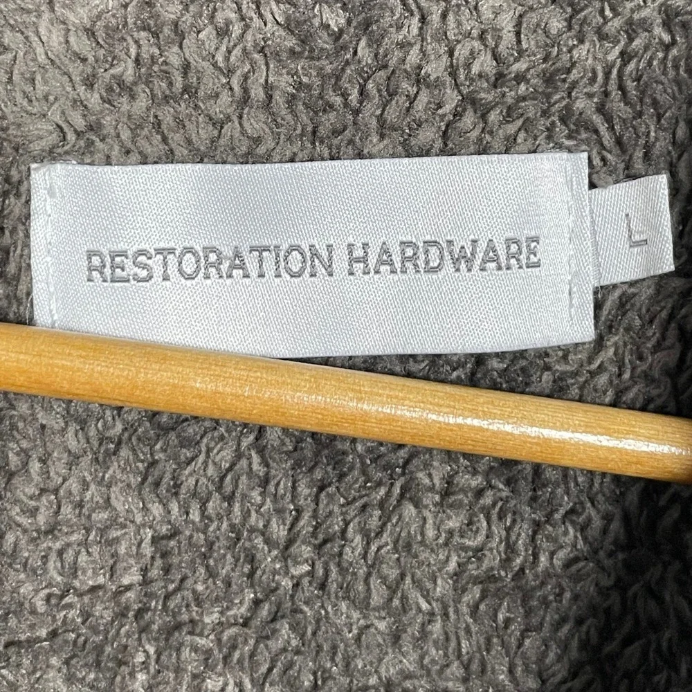 Restoration Hardware Fleece Bathrobe XL Grey Plush Shawl Collar Belted Pocket